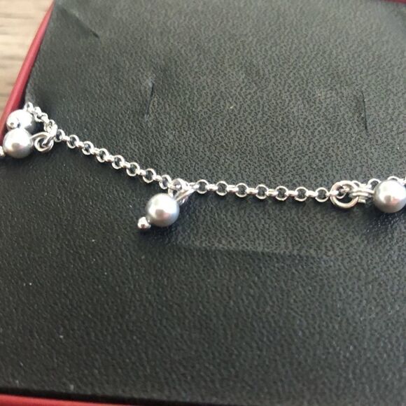 SILVER PEARL BRACELET + WHITE RHODIUM PLATED - Picture 3 of 8